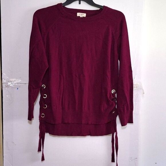 An Umgee Laced Women's Sweater Maroon Stylish Office Siren Y2K Pullover Size M - Picture 1 of 8